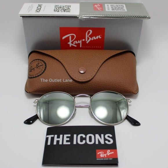 Model Display RayBan Round Metal Silver Mirror RB3447 Reflective - Picture 14 of 16